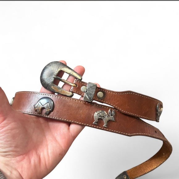 Leegin Accessories - VTG LEEGIN Southwest Cowgirl Concho Animal Leather Silver Creek SZ S Concho Belt